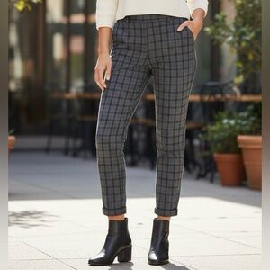 Gap grey/black checked pattern skinny ankle length pants, zipper/hook closure, 2